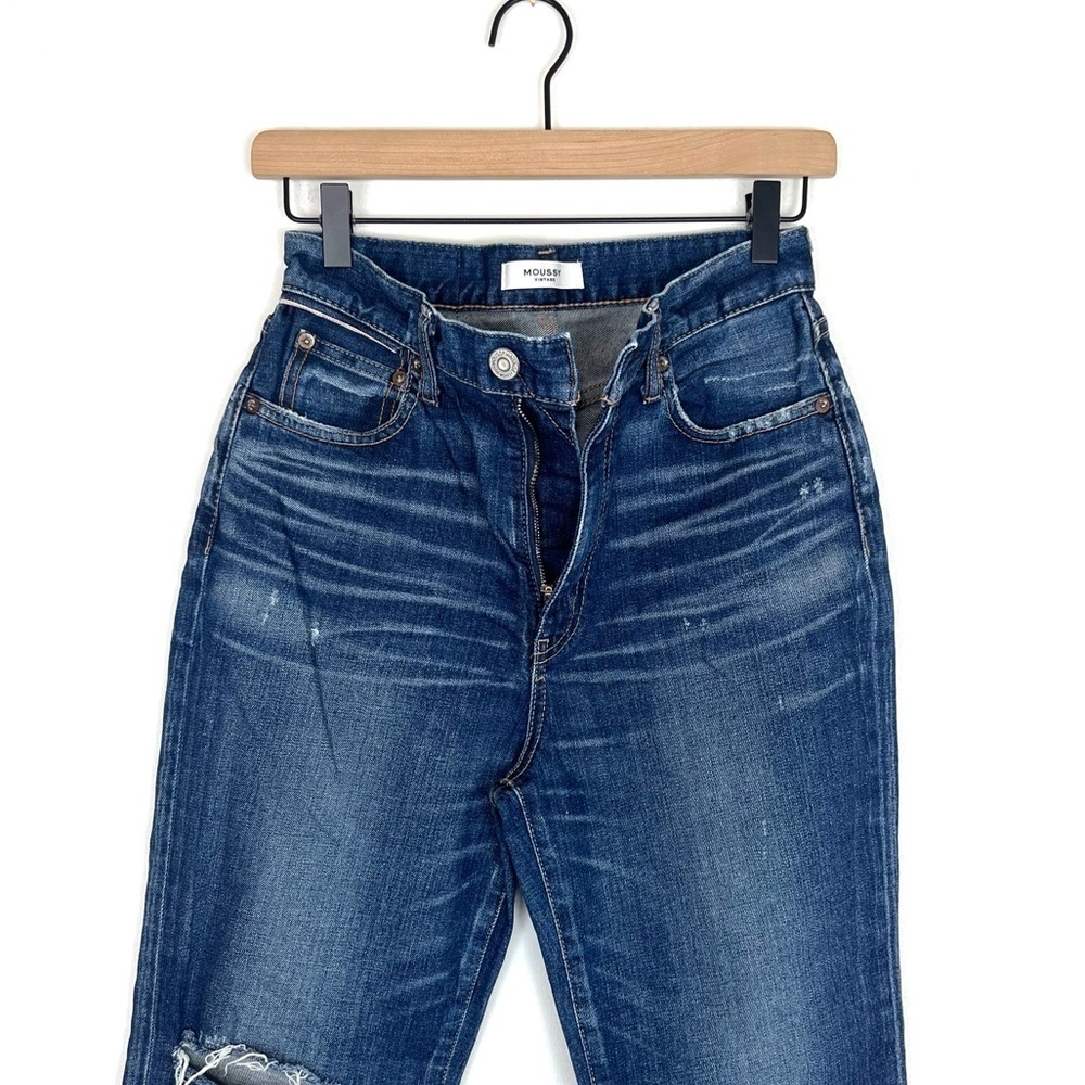 Moussy Vintage Rhode Cropped Flare High Rise Distressed Jeans Size 27 - Picture 4 of 14